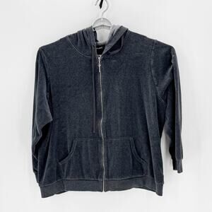 Lane Bryant True Y2K gray velvet full zip hoodie sweater size 26/28 Love is Key